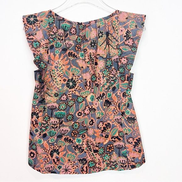 A.L.C. PORTIA ORANGE BOHO PRINT SQUARE NECKLINE SLEEVELESS SHIRT WOMENS SZ 0 - Picture 4 of 9